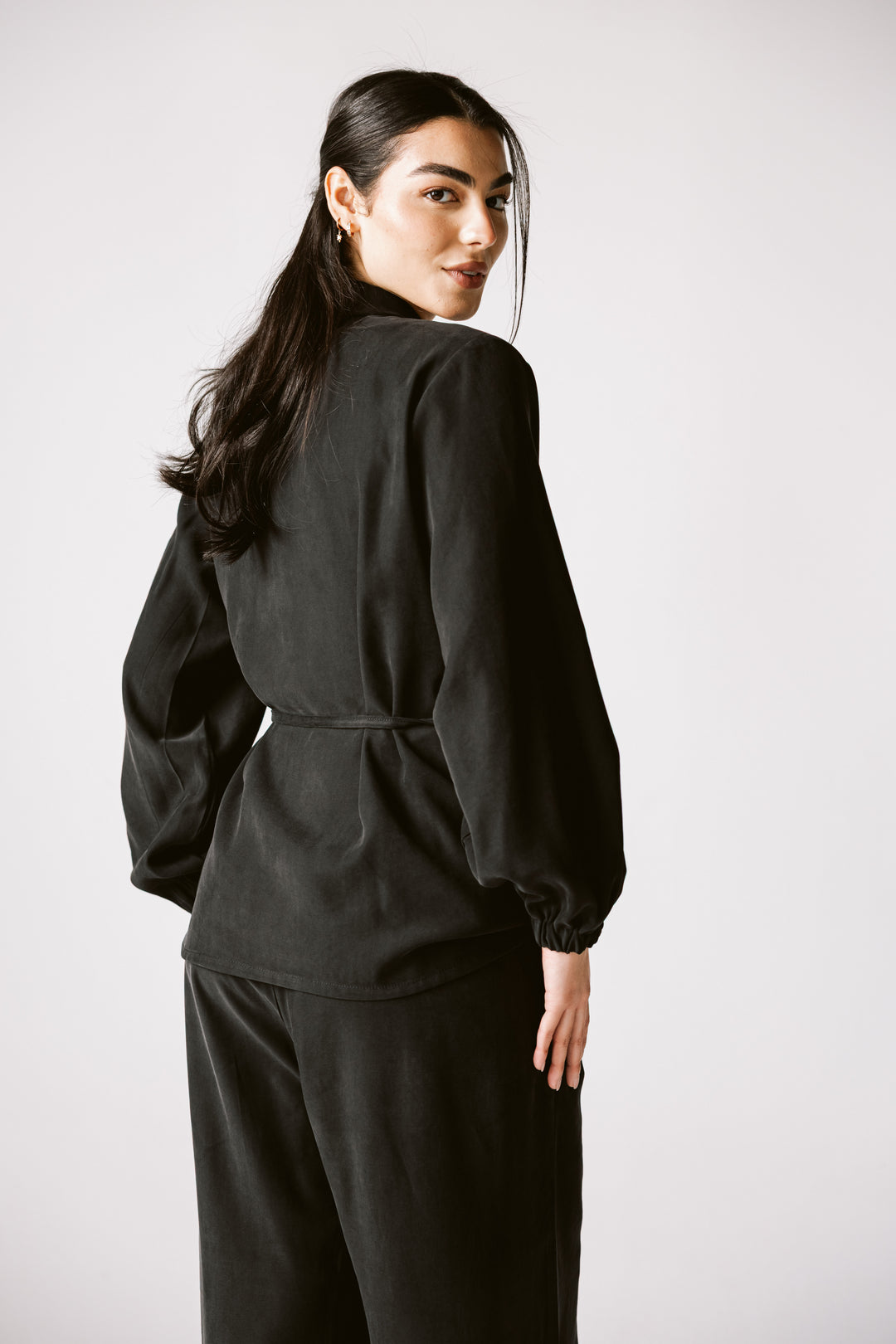 Wrap Blazer Set In Black