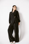 Wrap Blazer Set In Black