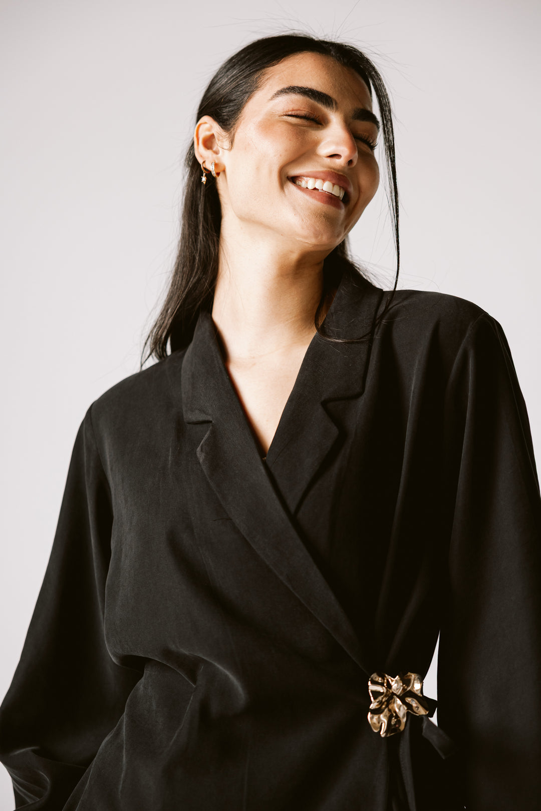 Wrap Blazer Set In Black