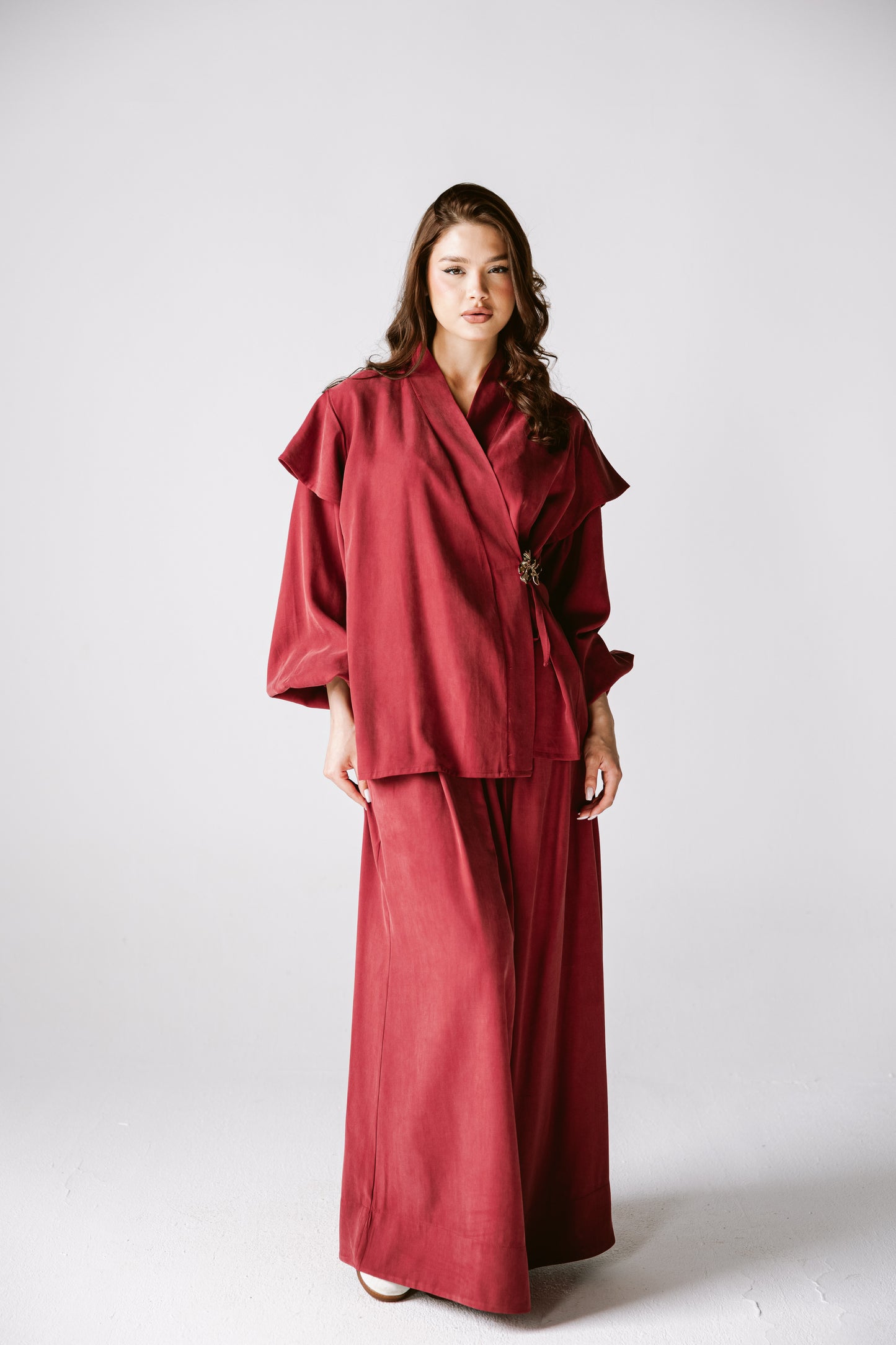 Wrap skirt set In Burgundy