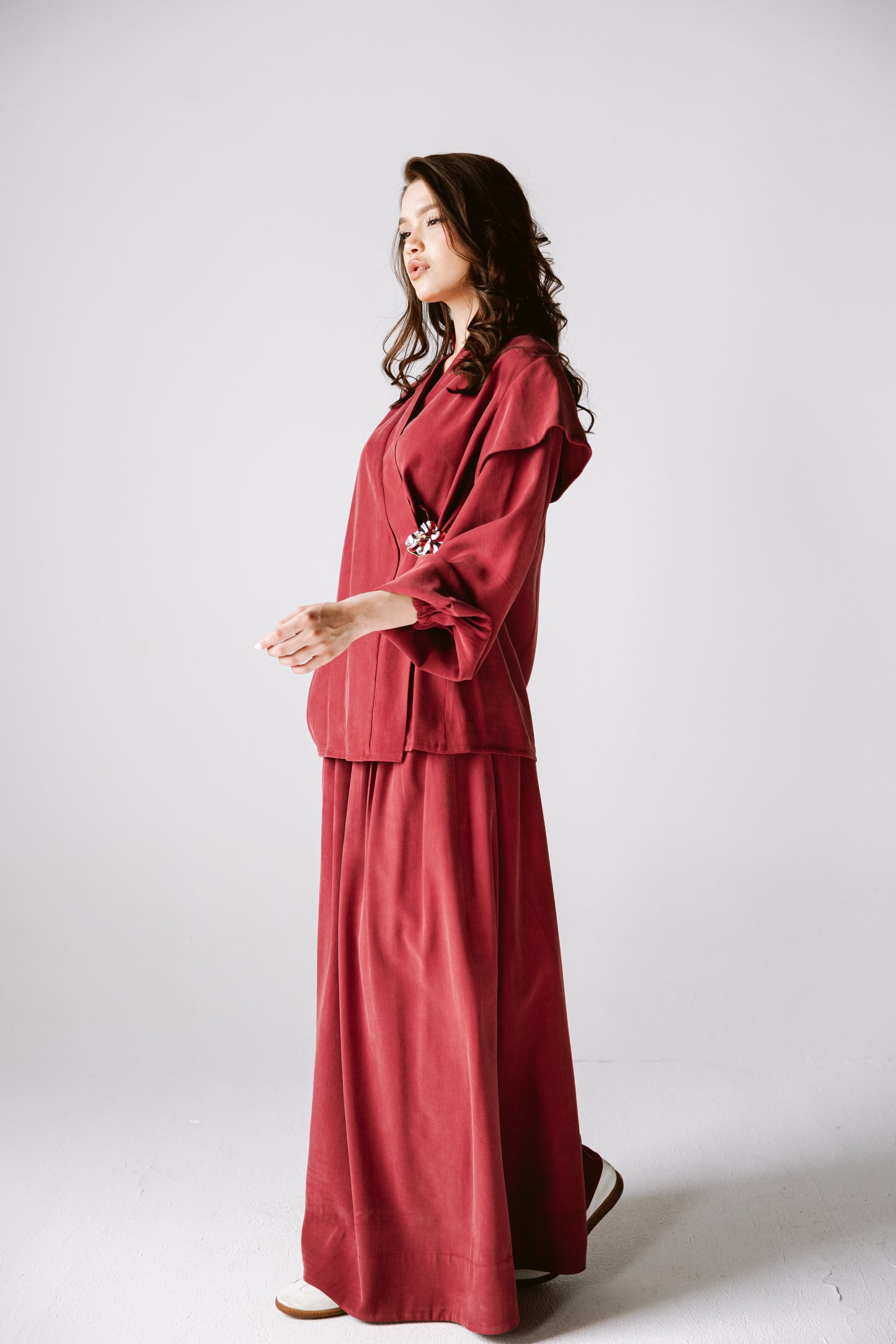 Wrap skirt set In Burgundy