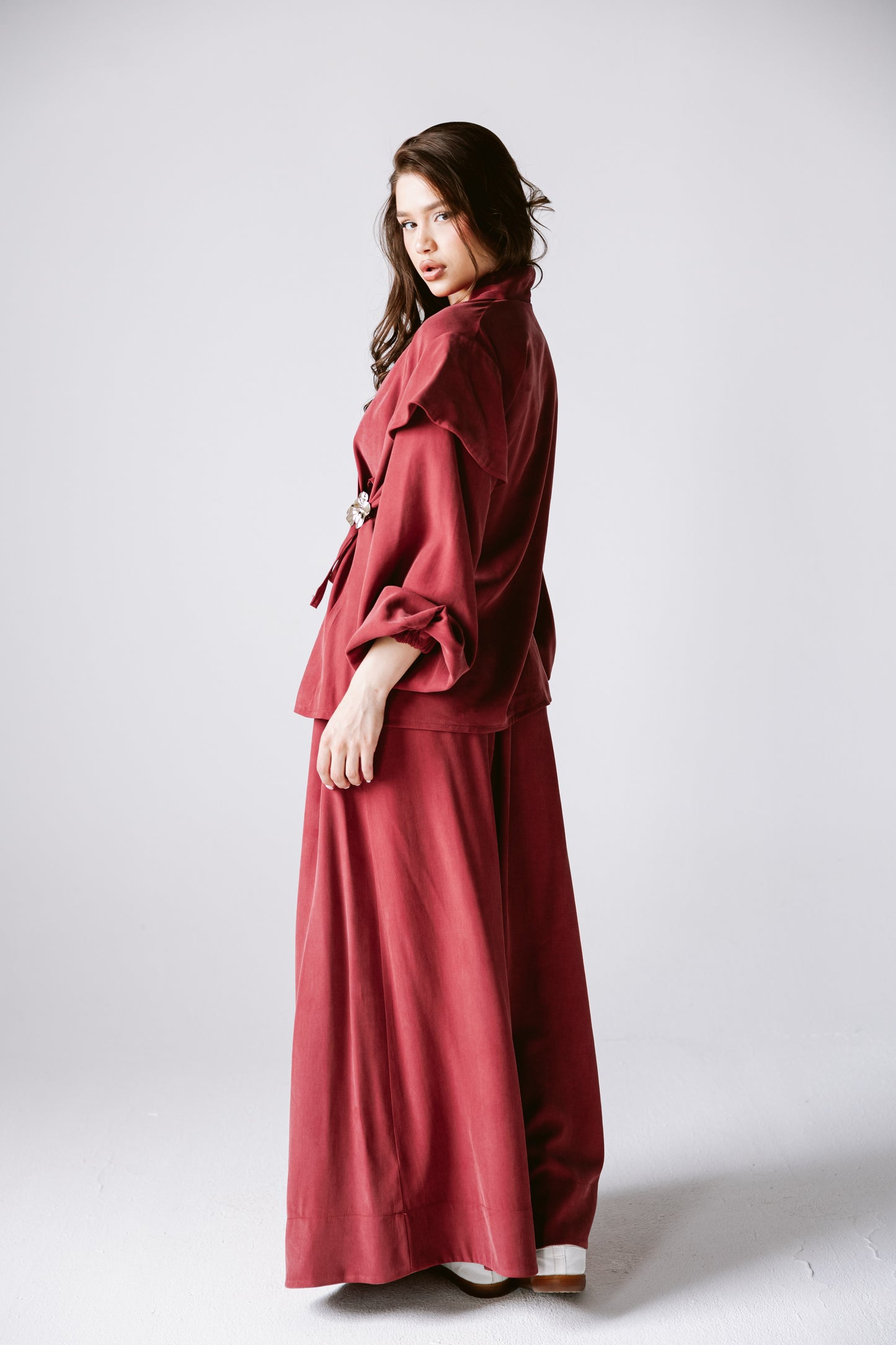 Wrap skirt set In Burgundy