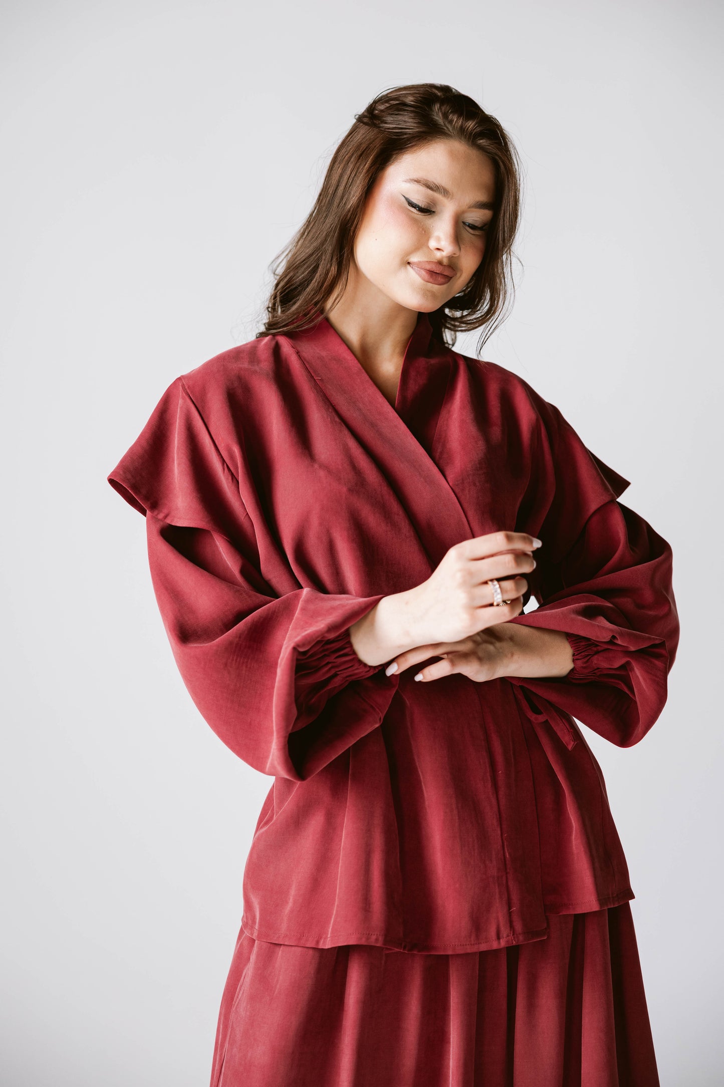 Wrap skirt set In Burgundy