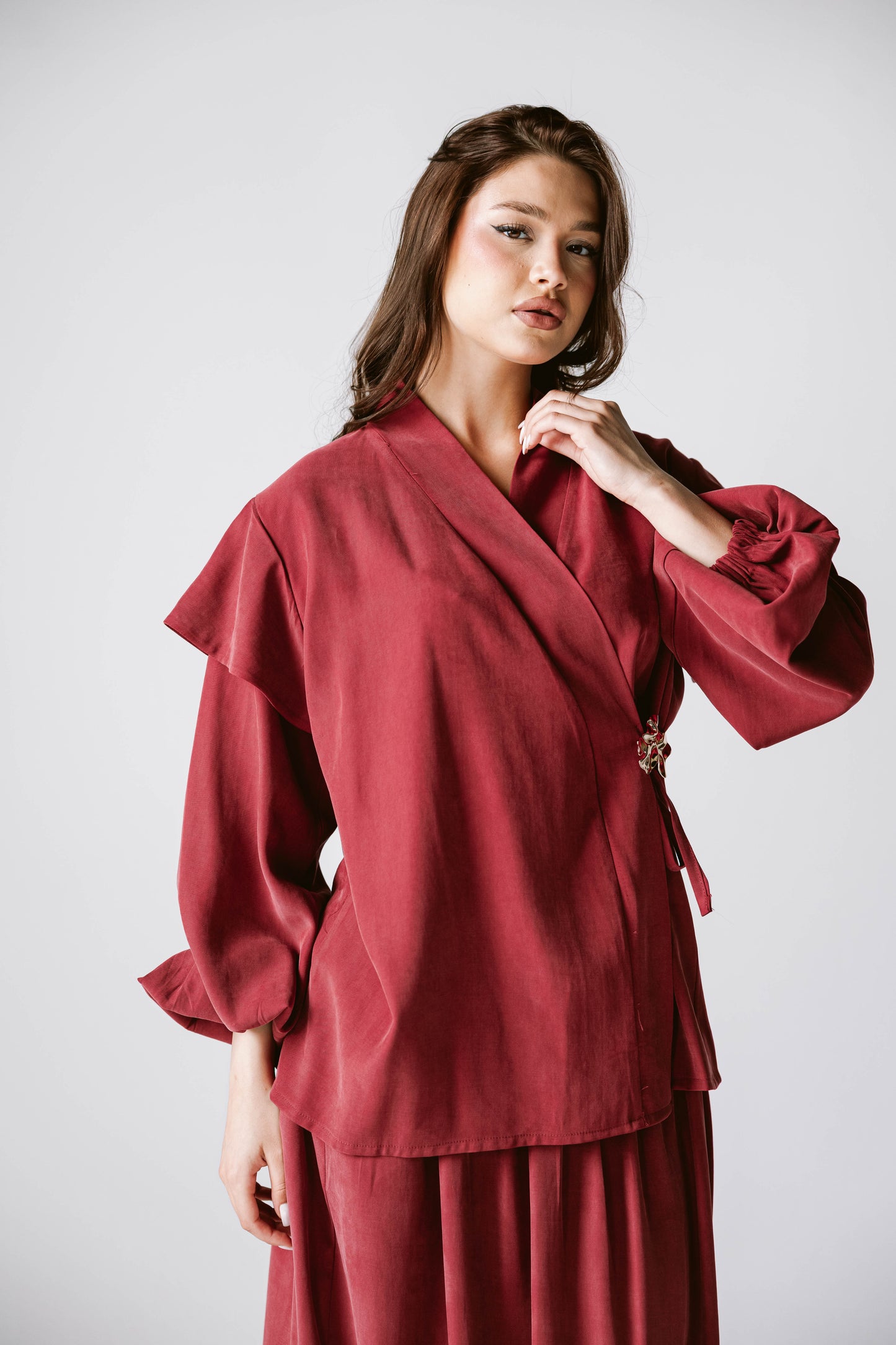 Wrap skirt set In Burgundy