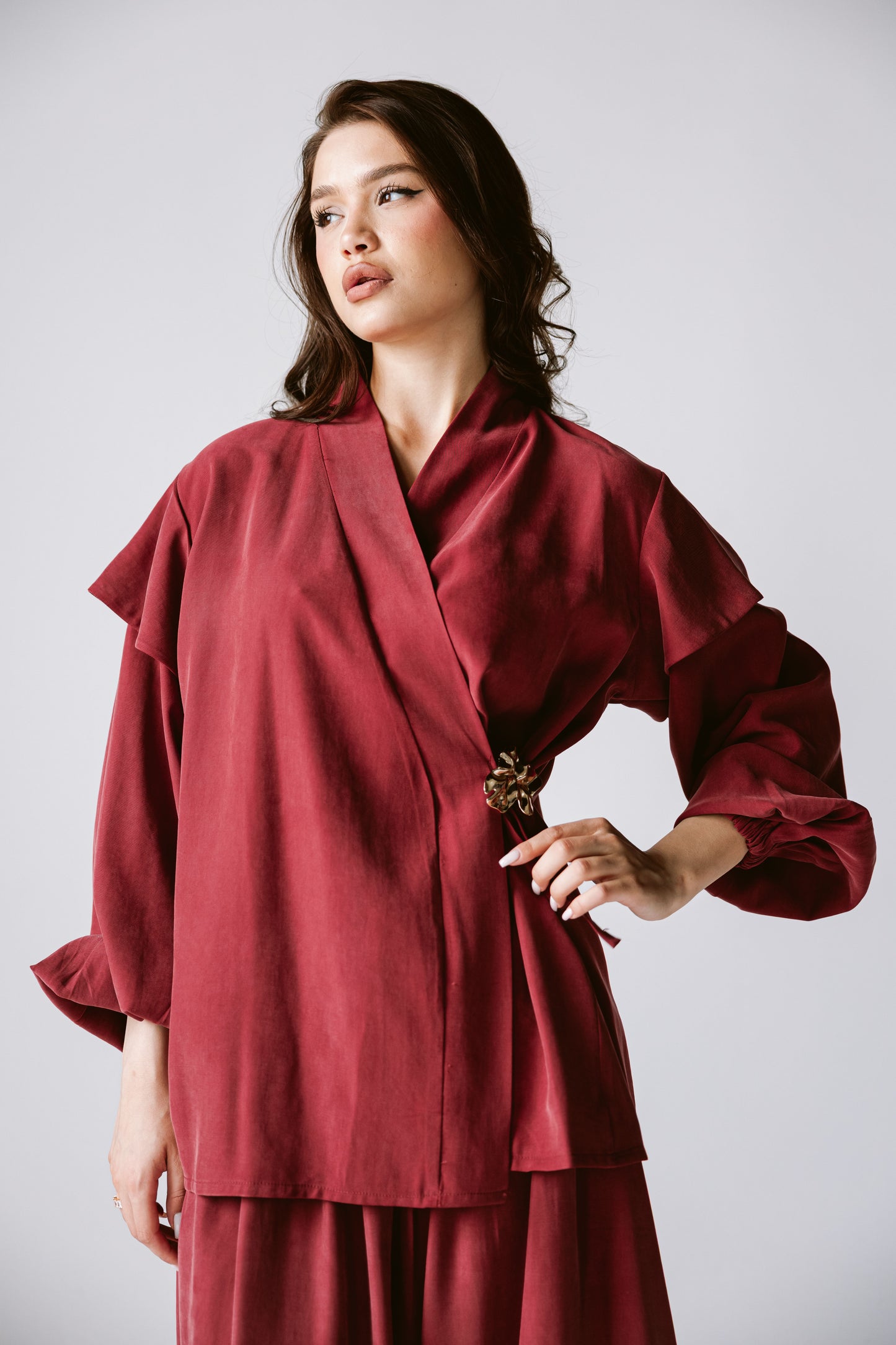Wrap skirt set In Burgundy