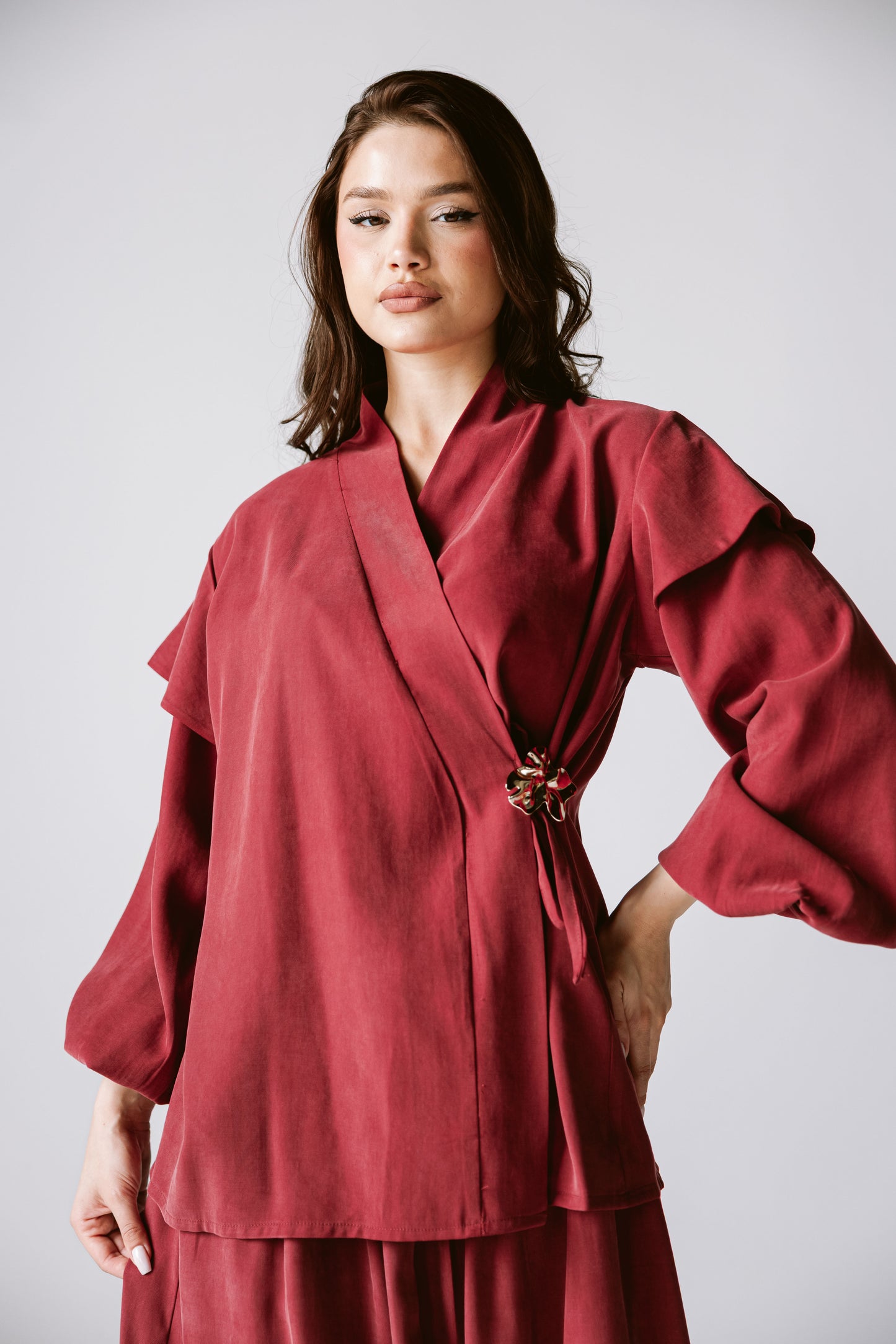 Wrap skirt set In Burgundy