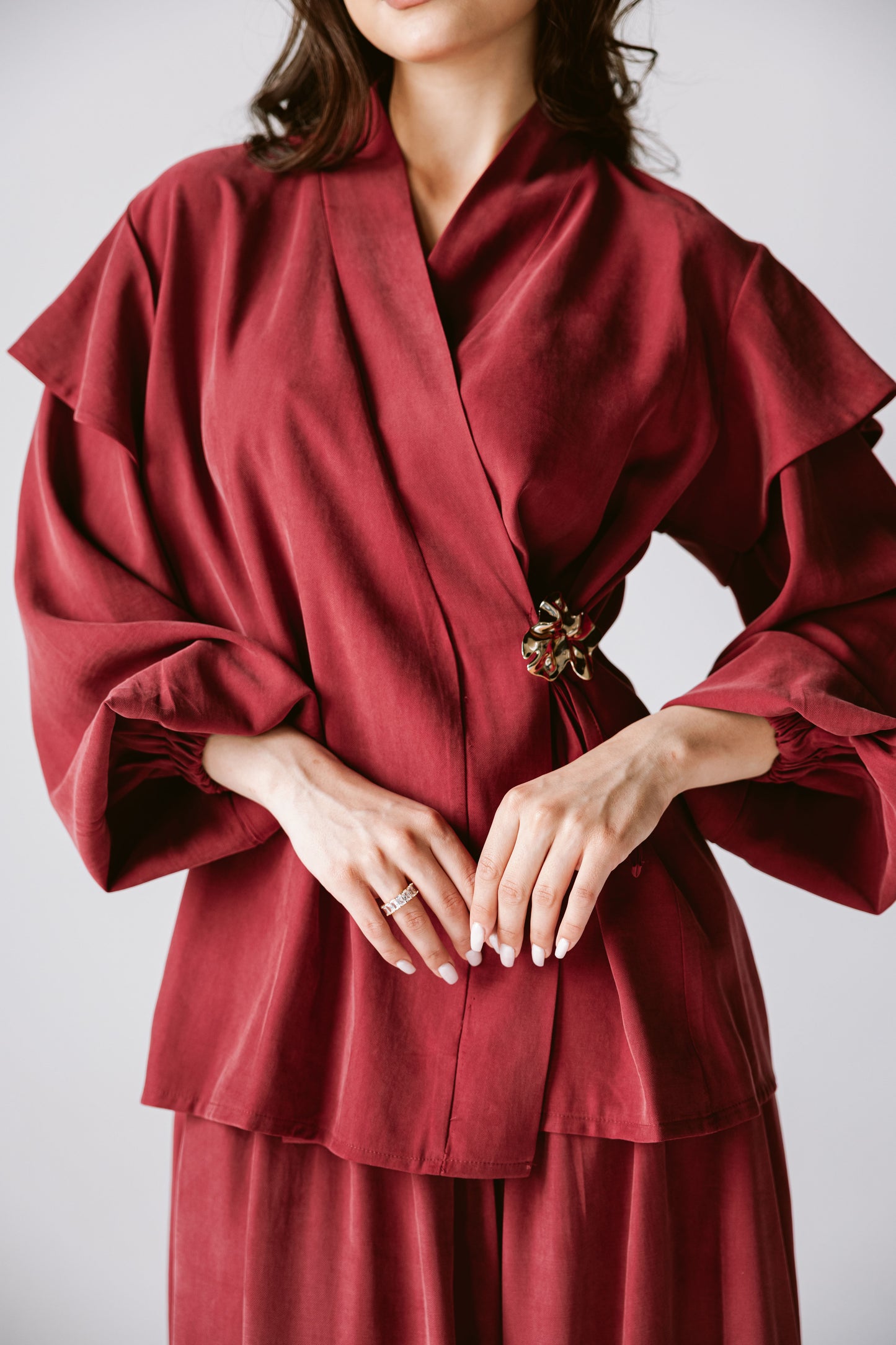 Wrap skirt set In Burgundy
