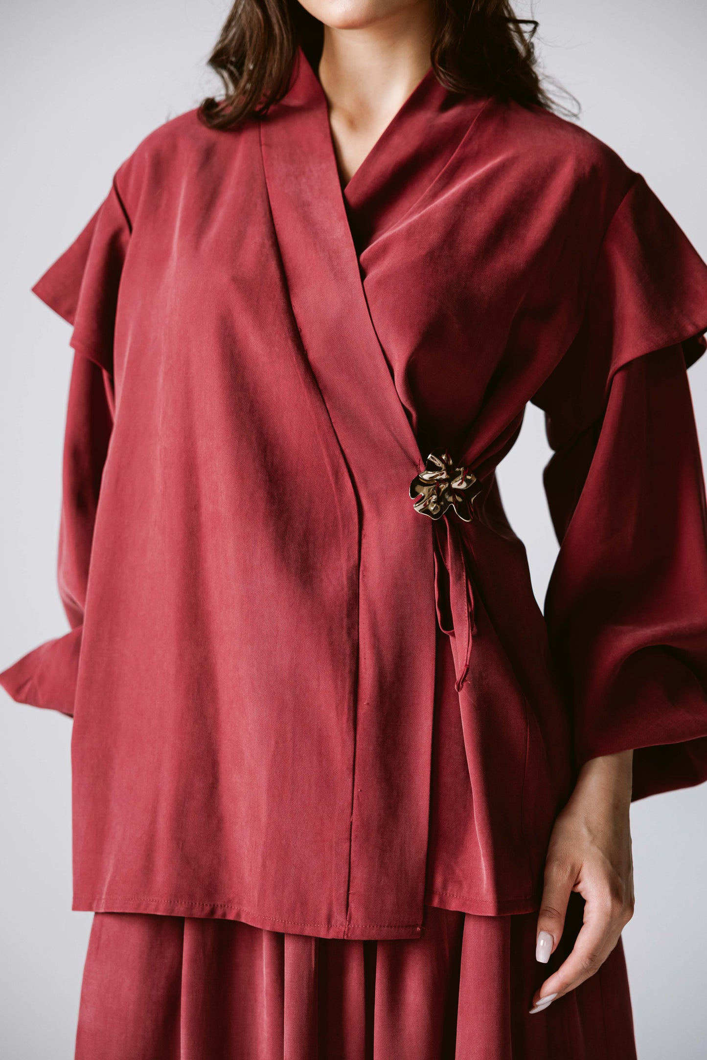 Wrap skirt set In Burgundy