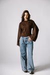 Balloon Sleeve Top In Brown