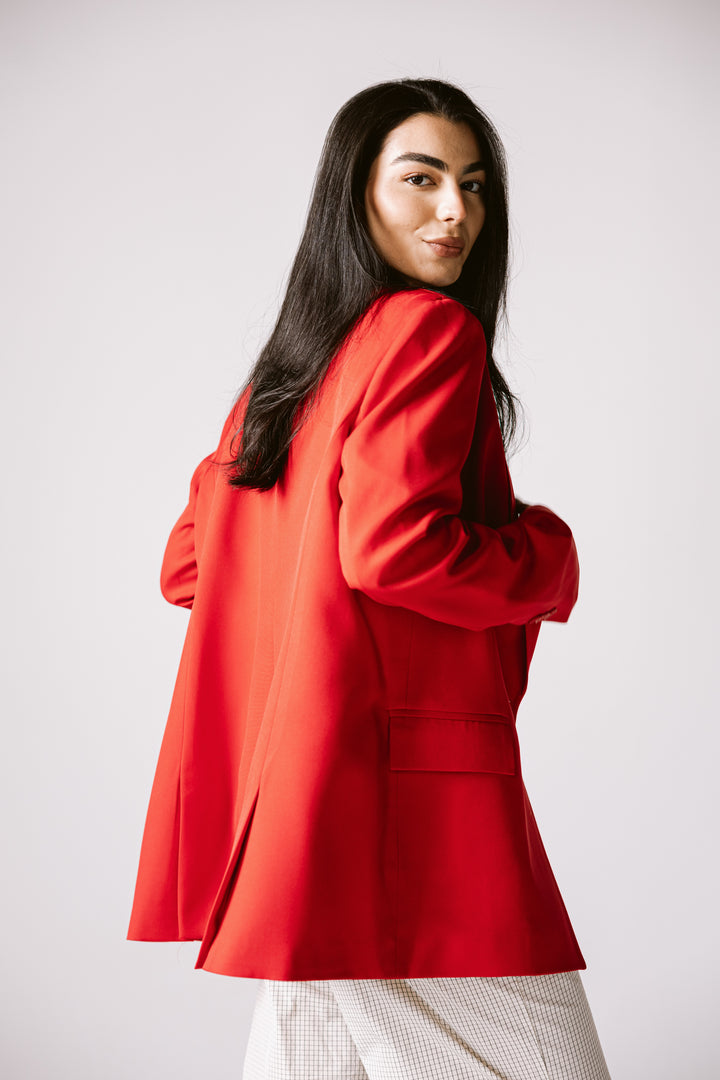 Oversized Statement Blazer In Red