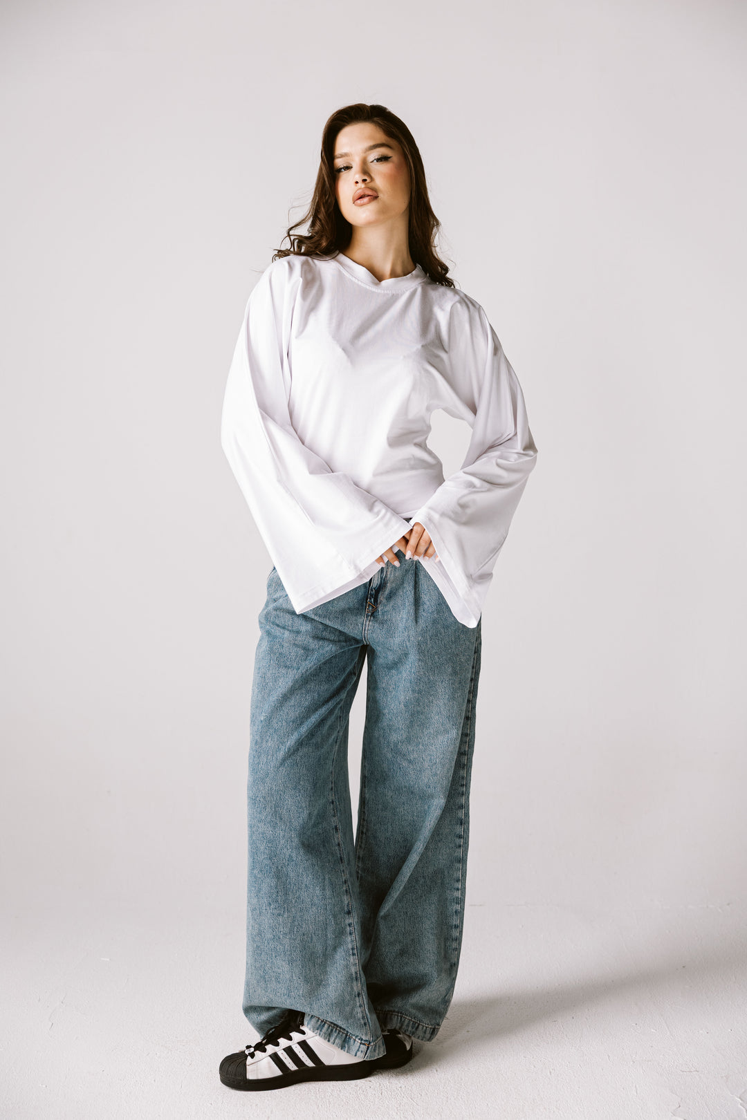 Balloon Sleeve Top In white