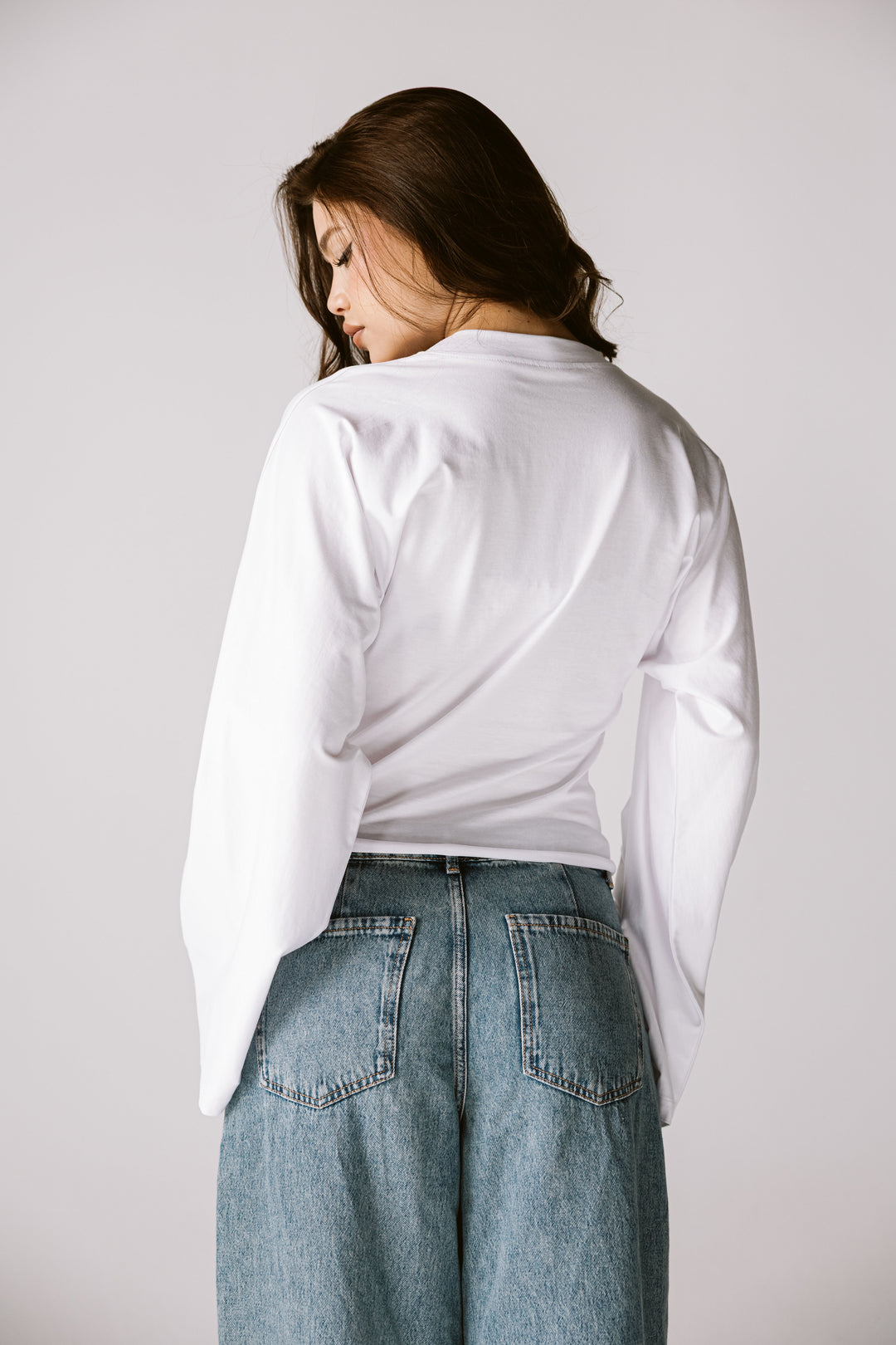 Balloon Sleeve Top In white