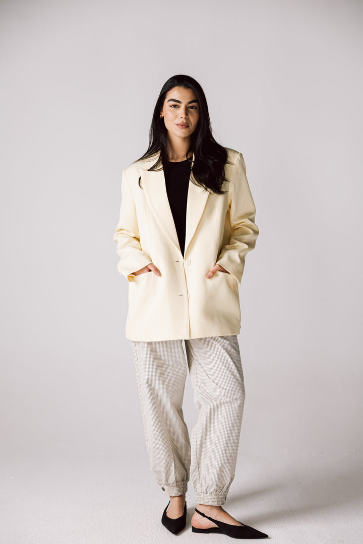 Oversized Statement Blazer In Butter yellow