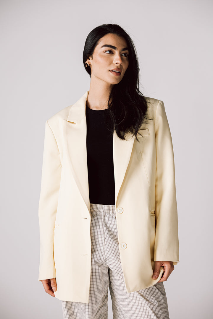 Oversized Statement Blazer In Butter yellow