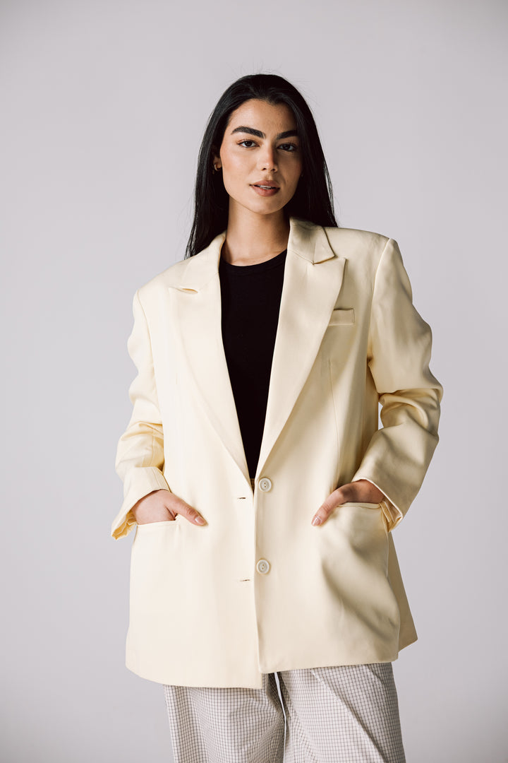 Oversized Statement Blazer In Butter yellow