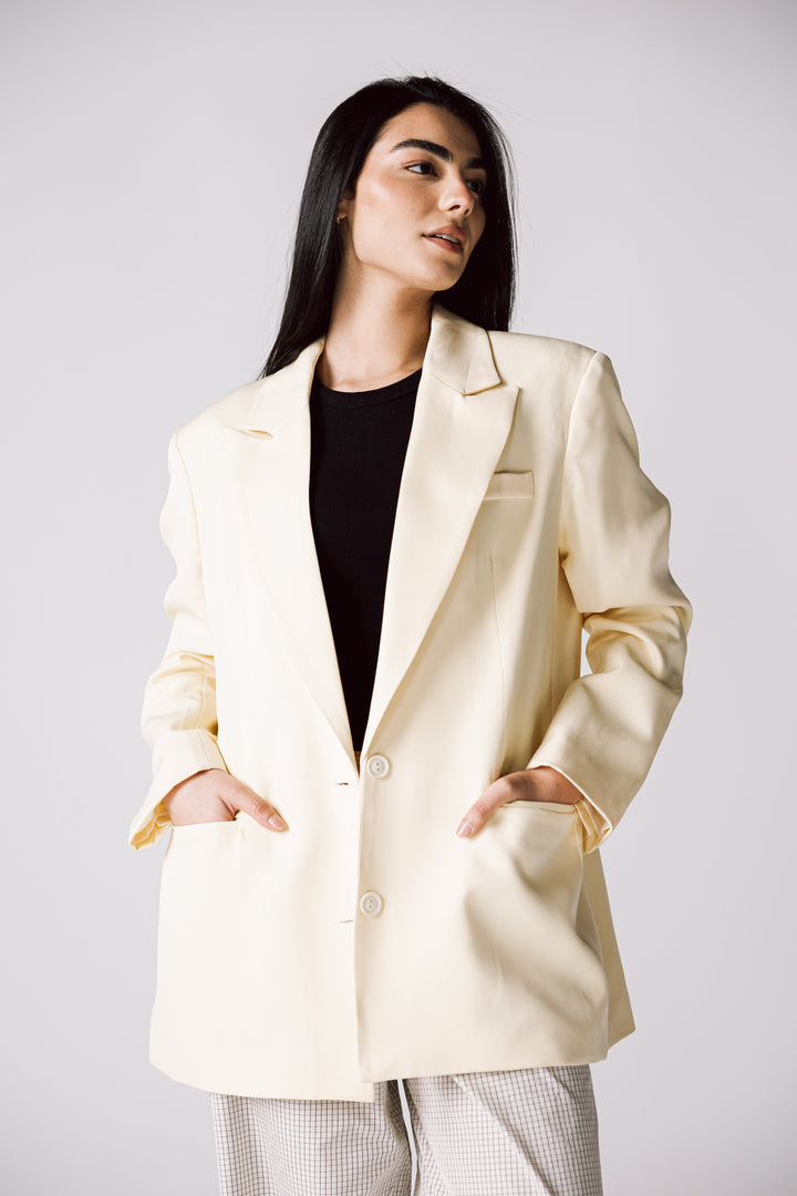 Oversized Statement Blazer In Butter yellow