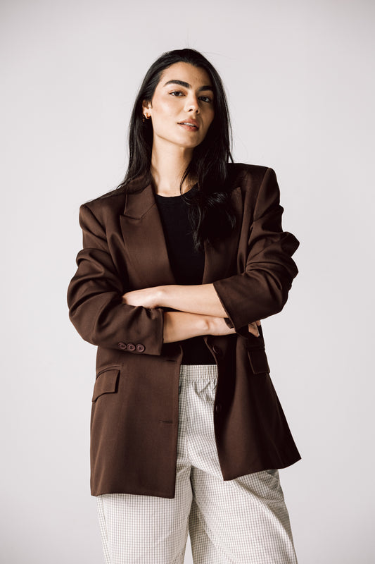Oversized Statement Blazer In Brown
