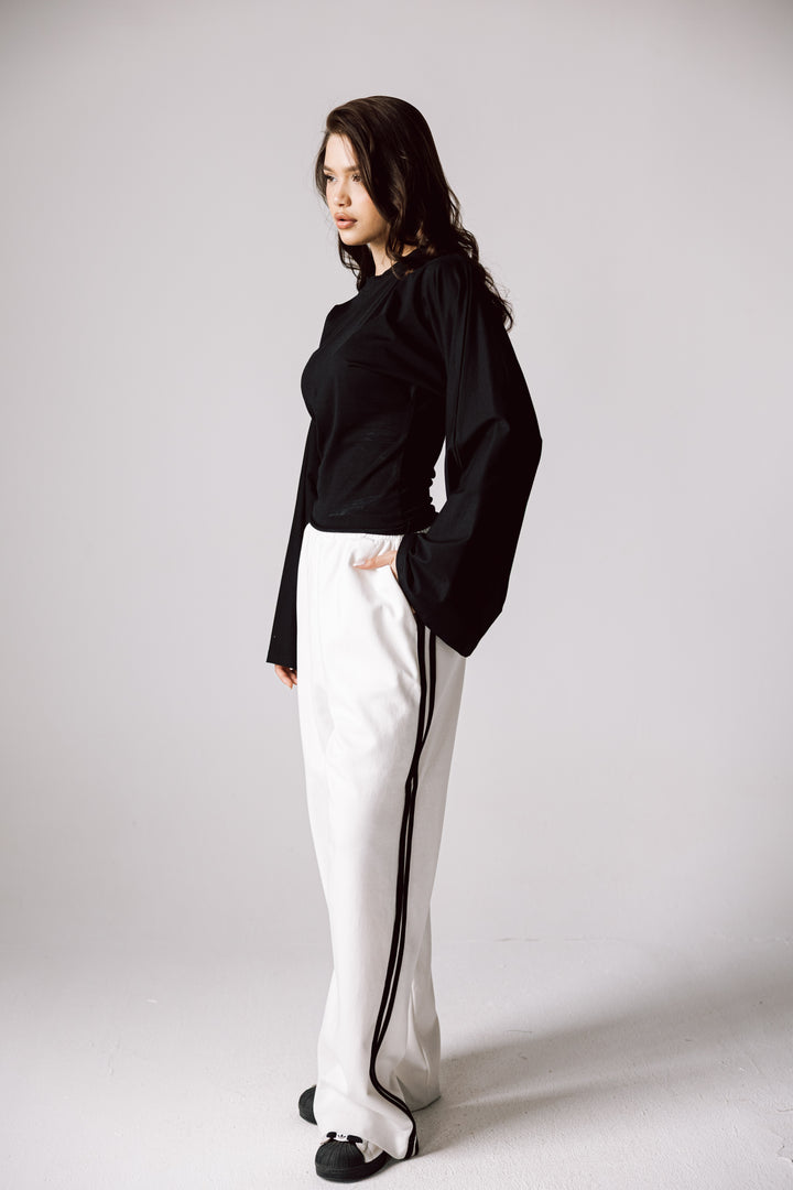 Wide cotton pants In White