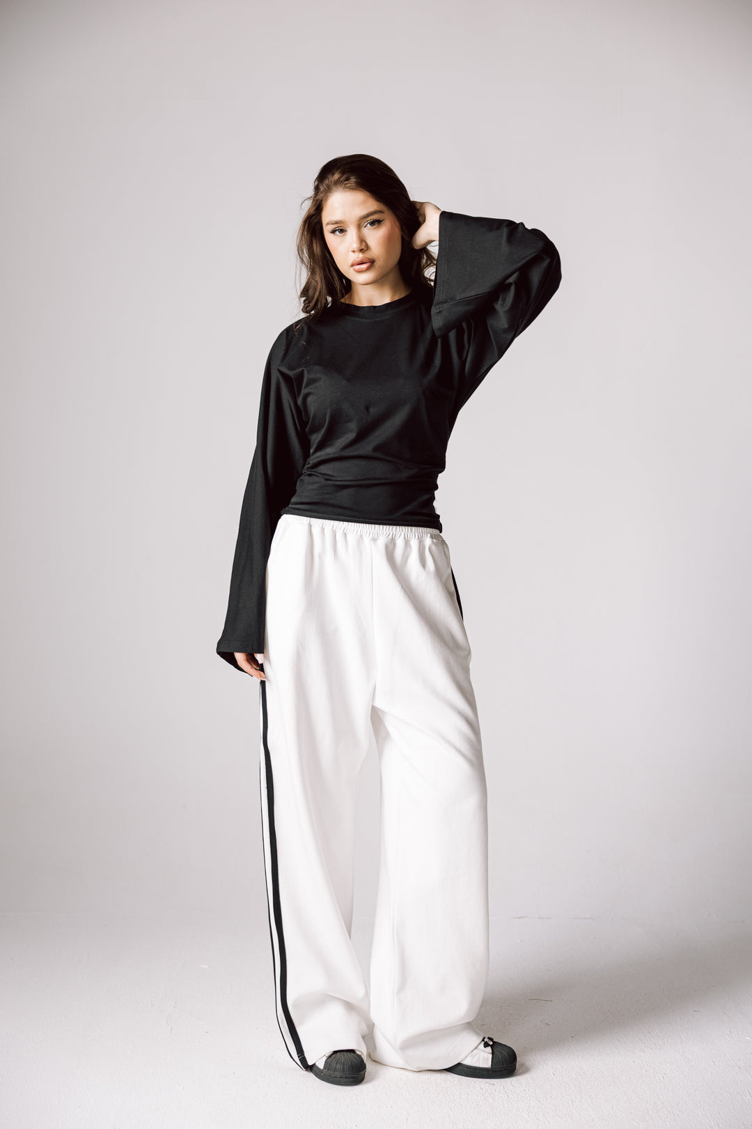 Wide cotton pants In White