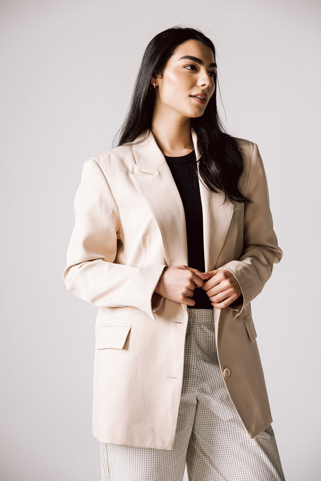 Oversized Statement Blazer In Beige