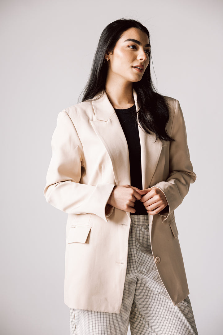 Oversized Statement Blazer In Beige