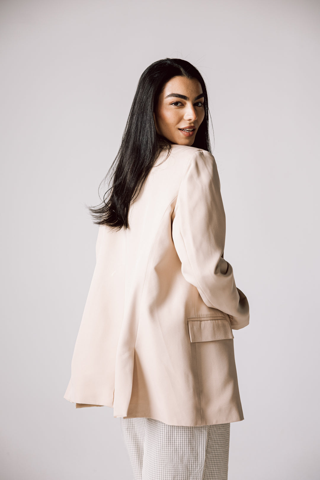 Oversized Statement Blazer In Beige