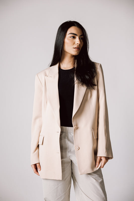 Oversized Statement Blazer In Beige