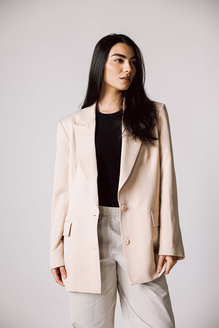 Oversized Statement Blazer In Beige