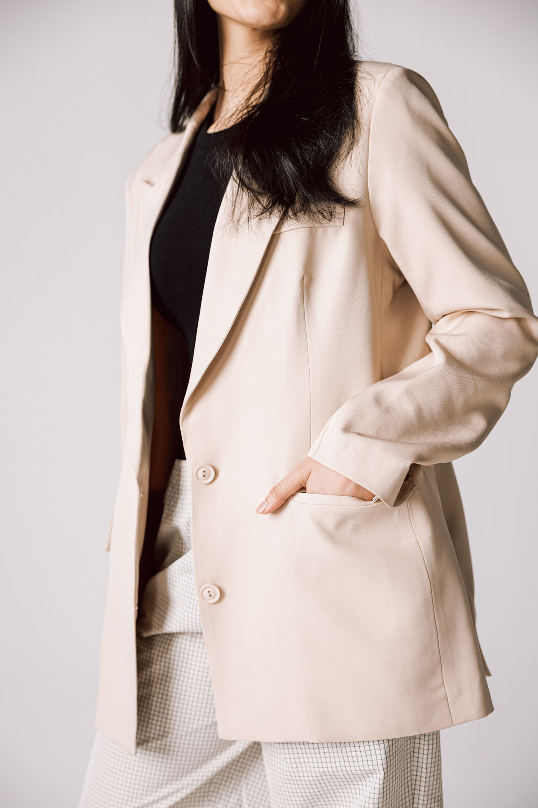 Oversized Statement Blazer In Beige