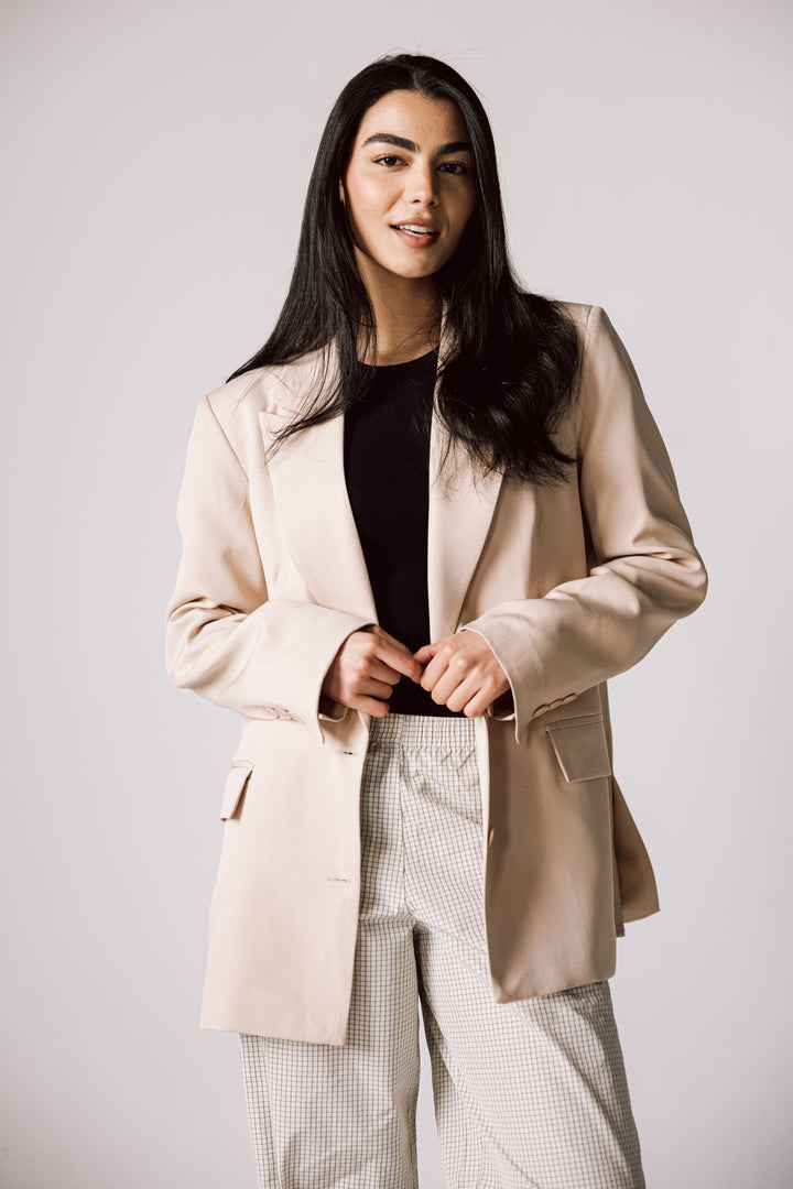 Oversized Statement Blazer In Beige
