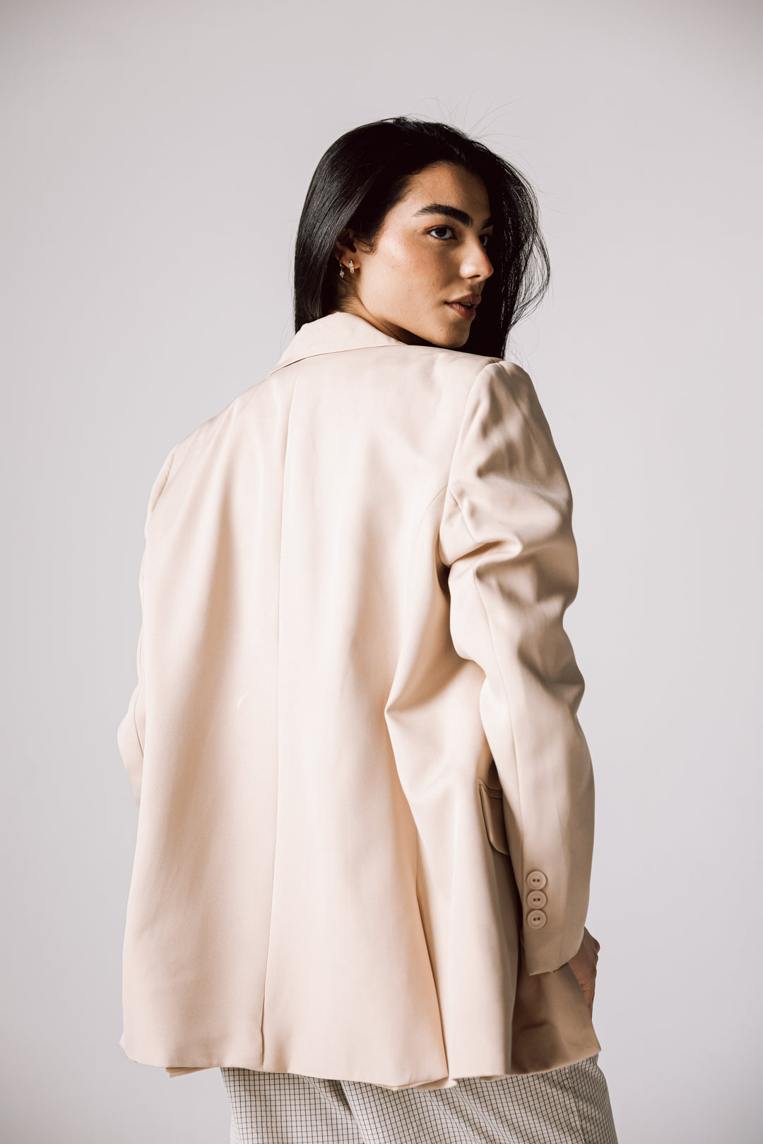 Oversized Statement Blazer In Beige