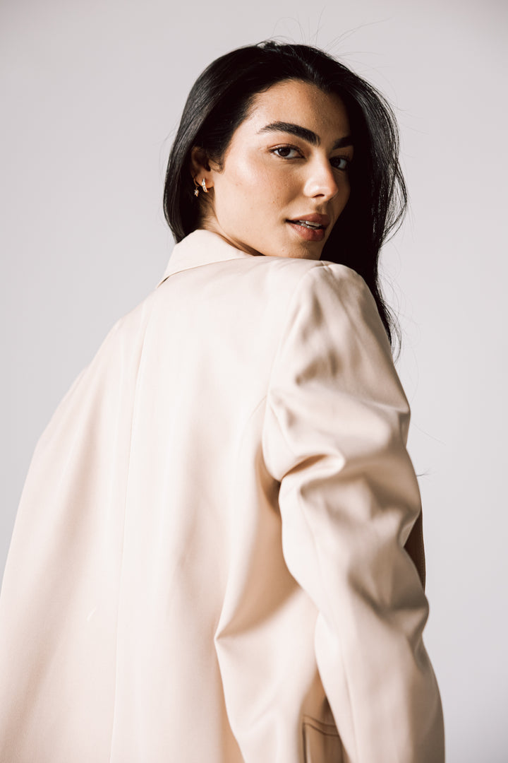 Oversized Statement Blazer In Beige