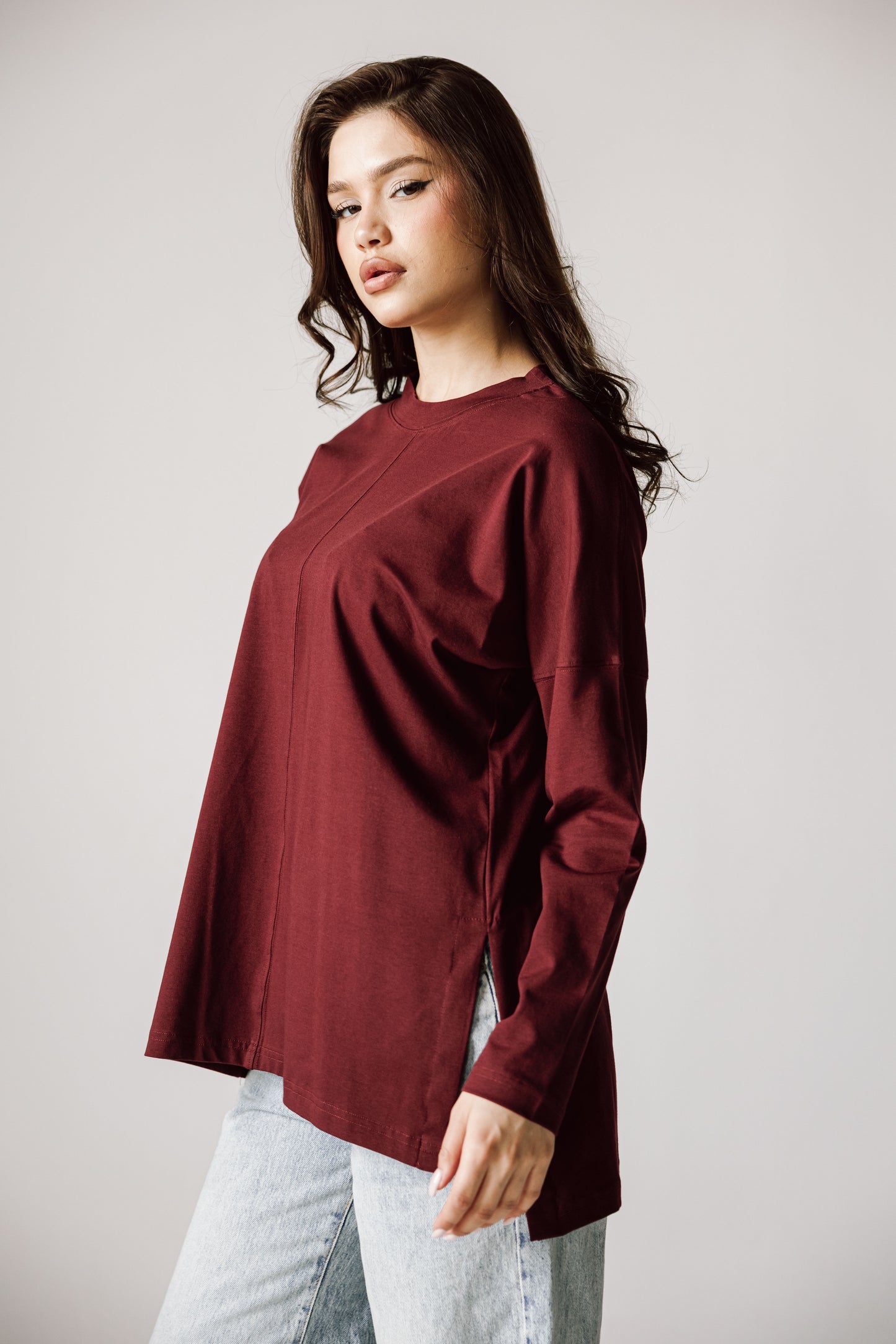 Basic Top In Burgundy