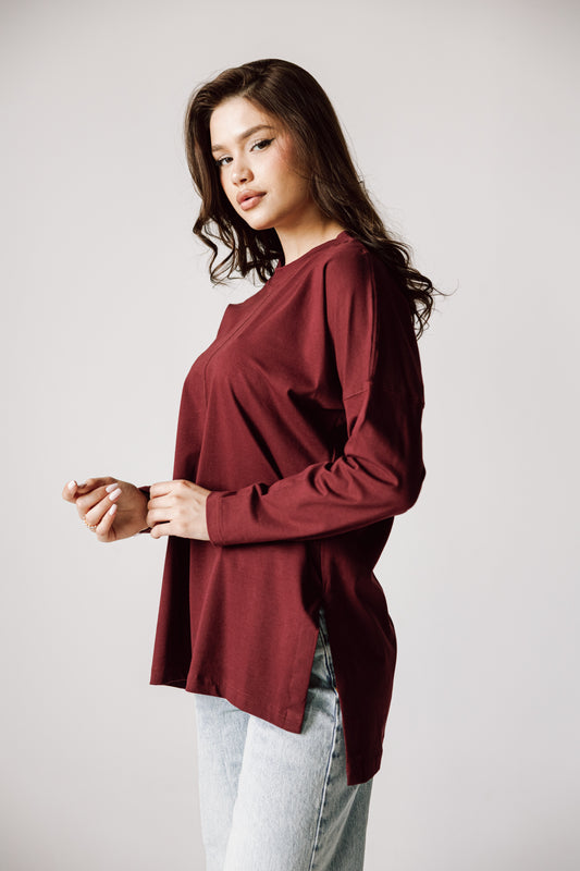 Basic Top In Burgundy