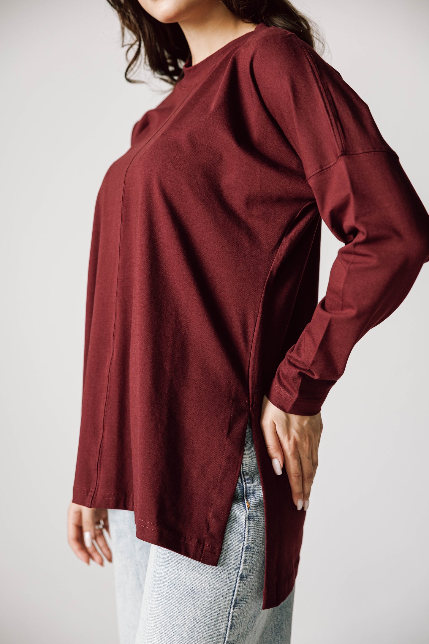 Basic Top In Burgundy