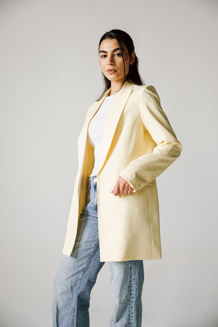Slim Fit Blazer In Butter Yellow