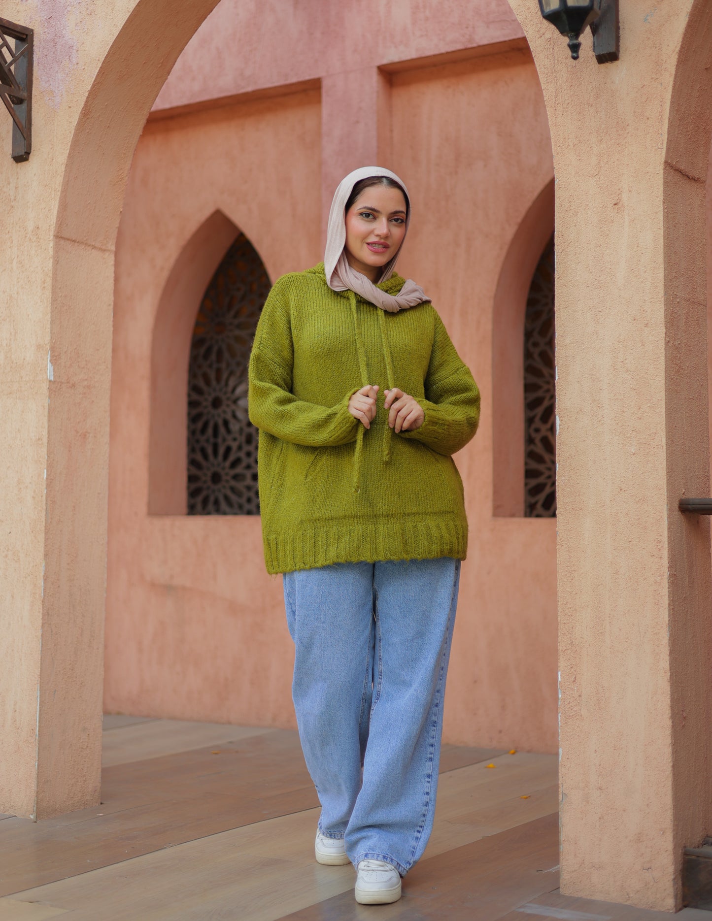 Olive Pullover with capesho