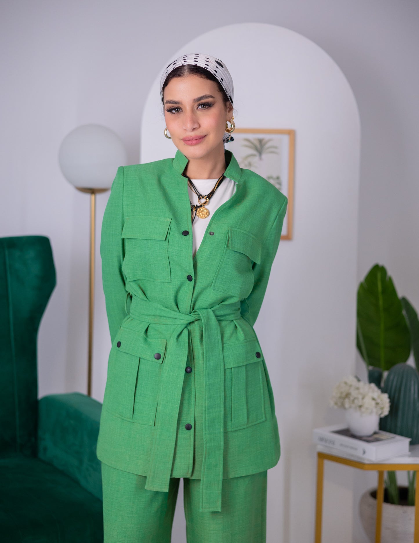 Green linen set