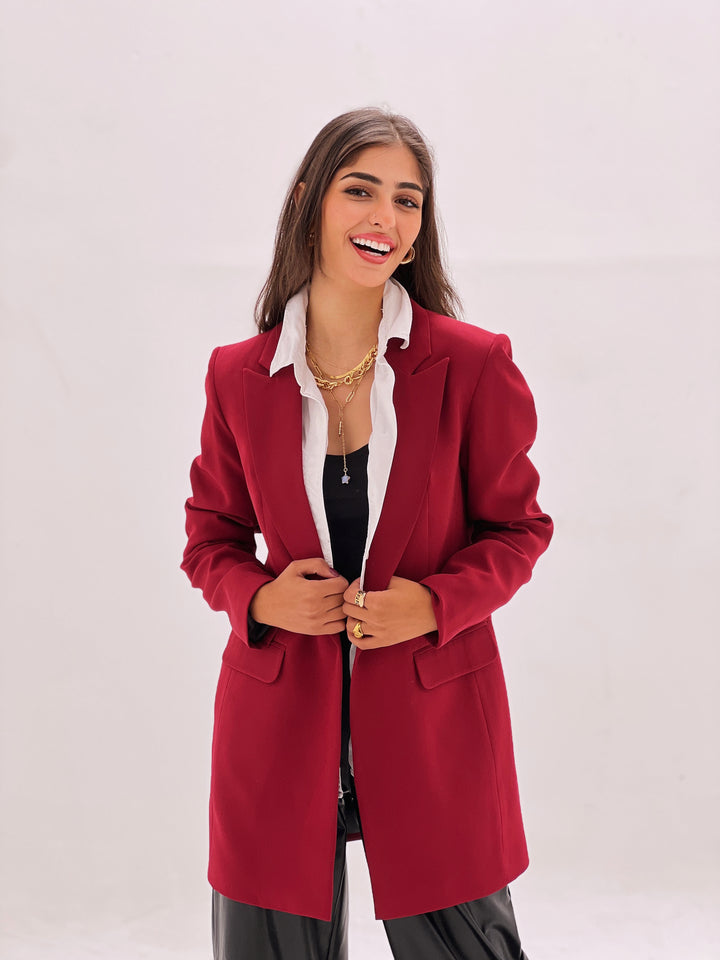 SLIM FIT DARK RED BLAZER
