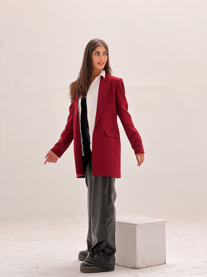 SLIM FIT DARK RED BLAZER