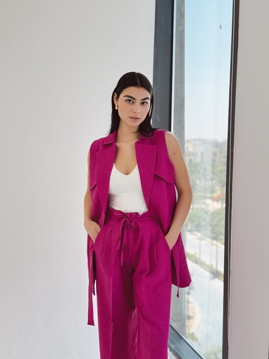 Fuchsia linen Vest