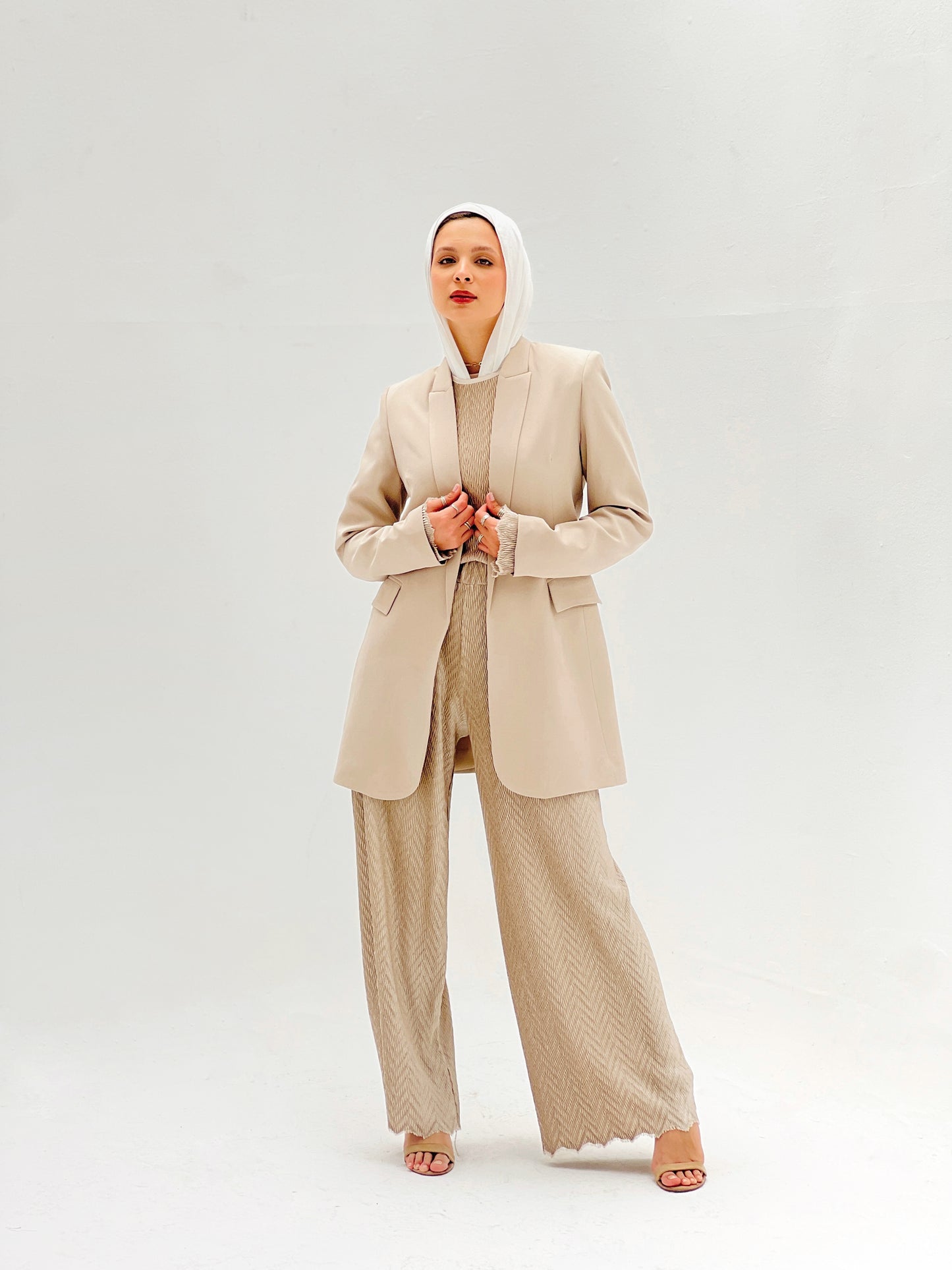 beige suit