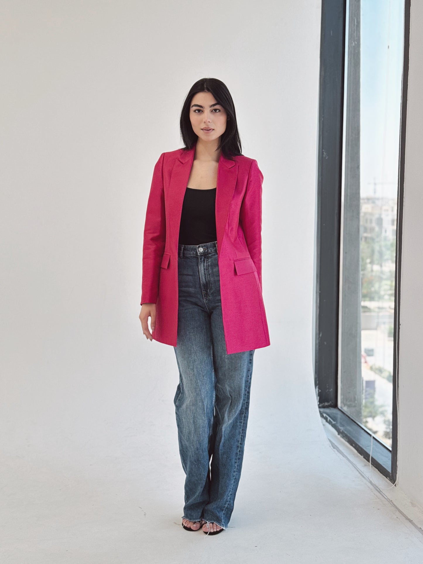 Fuchsia shine tafta blazer