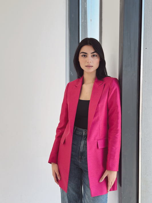 Fuchsia shine tafta blazer