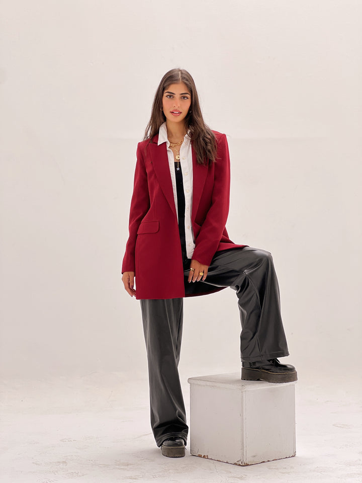 SLIM FIT DARK RED BLAZER