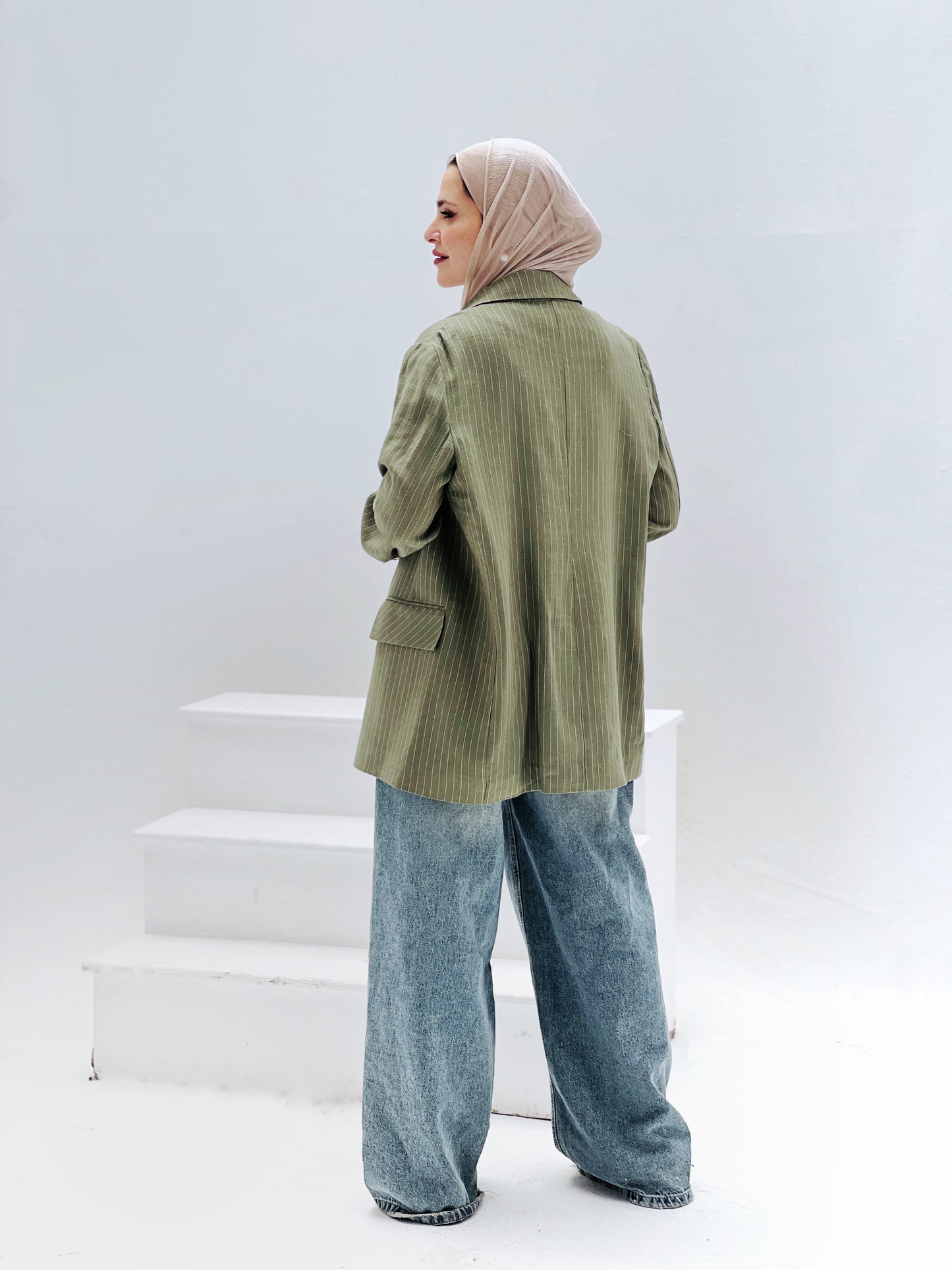 linen olive Blazer